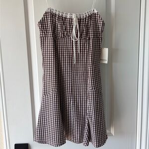 NWT Brown and White Checkered Mini Dress